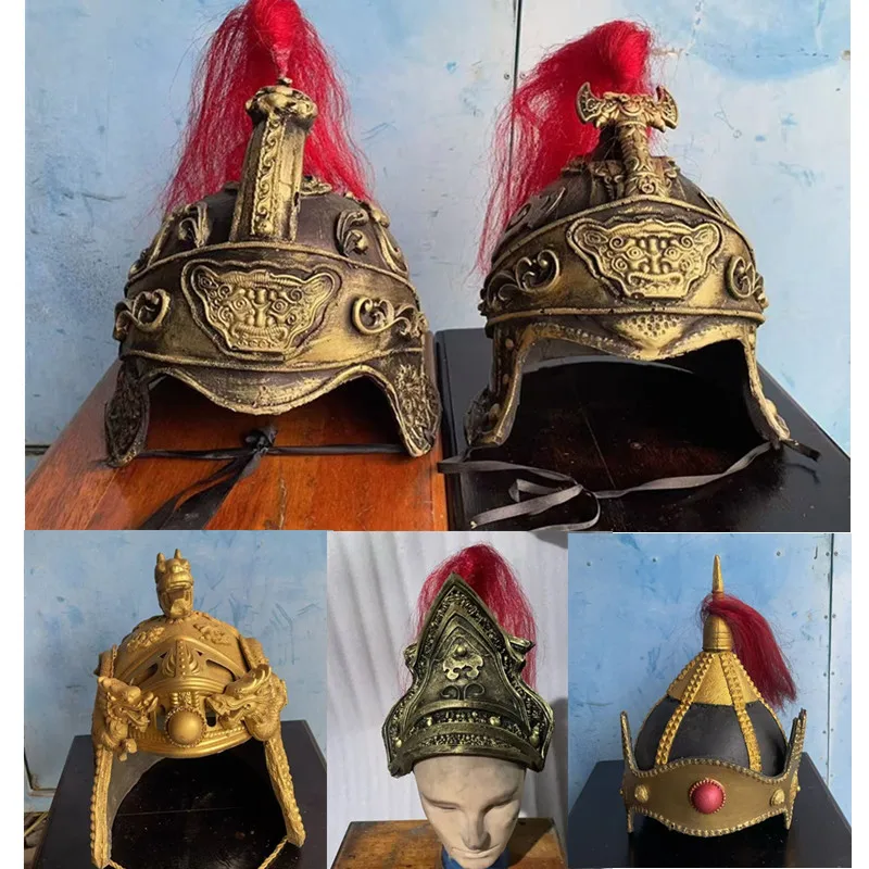 Adults Ancient Armor Battle Helmet Hats Classic Soldier Fighter Warrior General Caps TV Movie Play Festival Supplies (PU Foam)