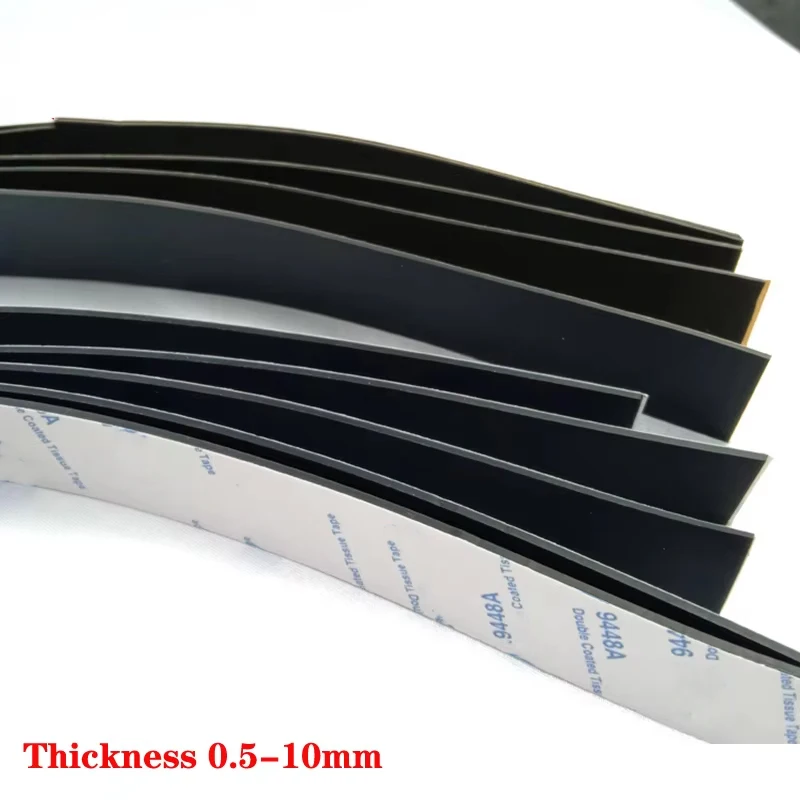 1pcs 0.3/0.5/1/2/3/5/10mm Black Single-Sided Self-Adhesive Silicone Strip Silicone Rubber Sheet Non-Slip High Temperature Mat