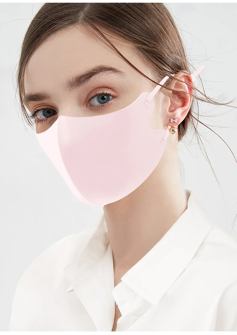 2022ใหม่ผ้าไหมหน้ากากกรองแสงฤดูร้อน Unisex ครีมกันแดดบางผู้ใหญ่ป้องกันฝุ่นสามมิติปากหน้ากาก Respirator