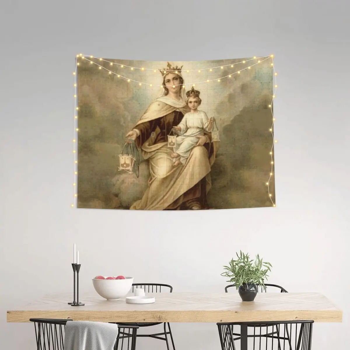 Custom Our Lady Of Mount Carmel Tapestries for Living Room Catholic Virgin Mary Hippie Wall Hanging Tapestry Home Decoration