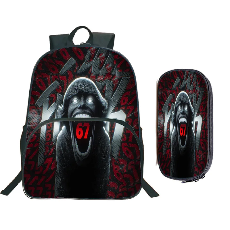 New Backpack Colorful Number 67 Print 2 Piece Set Backpacks for Boy and Girls Best Gifts 3D Cartoon School Bag for Child Mochila