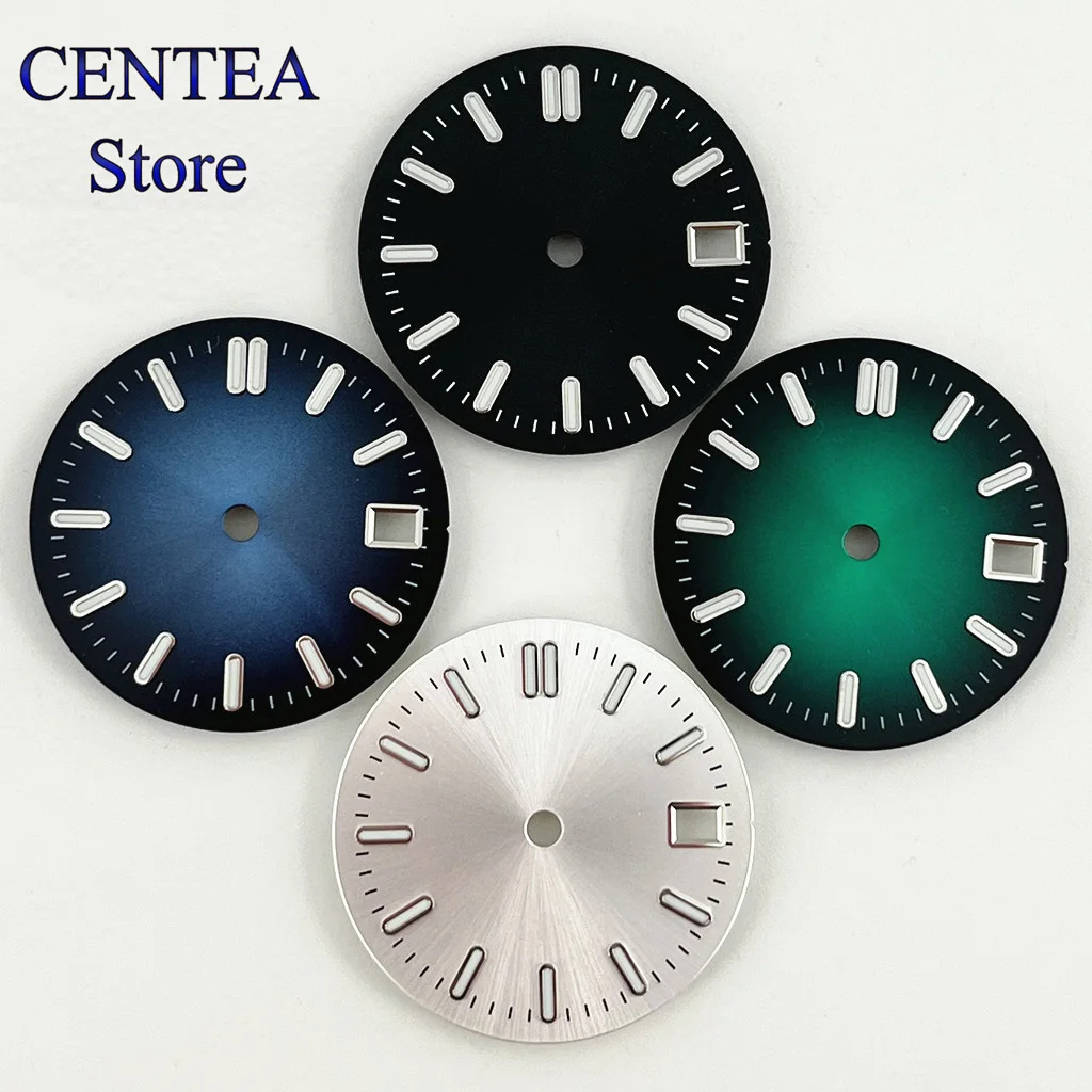 RICHUS 29mm sterile dial black/blue/green watch dial luminous fit NH35 movement fit 3 o'clock crown 3.8 o'clock crown