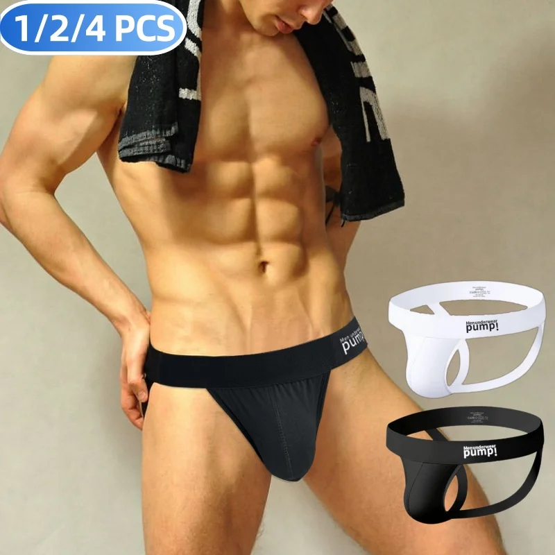 

1/2/4 PCS High Quality Cotton Underpants Gay Men Sexy Man's Underwear Thong Men Jockstrap Low waist Mens Thongs And G strings