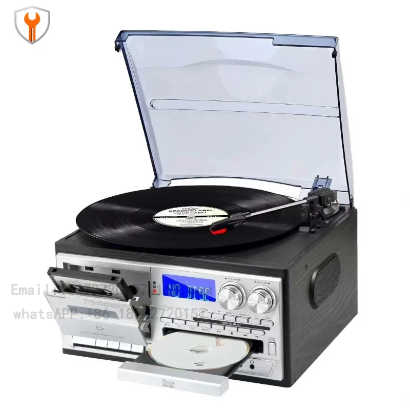 Retro Vinyl Record Player Vintage Storage Tape Machine FM/AM Radio Desktop Multifunctional Bluetooth Speaker