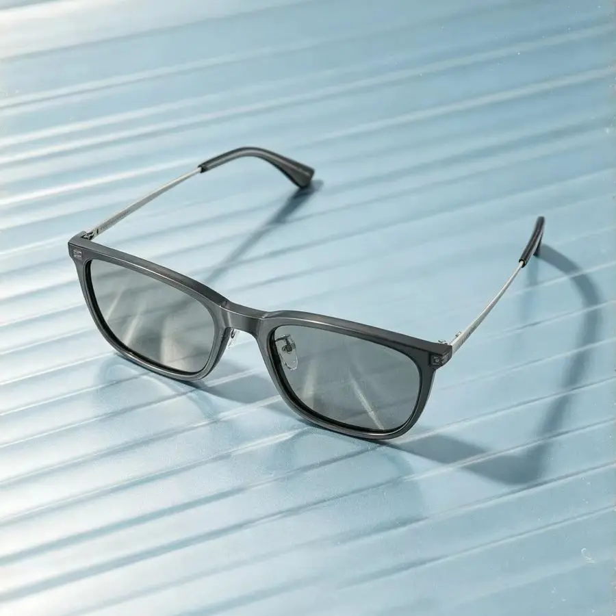 Emporio Armani EA4275D Unisex Square Sunglasses Grey Frame Metal Temple Mirror Lens UV400 Sunglasses