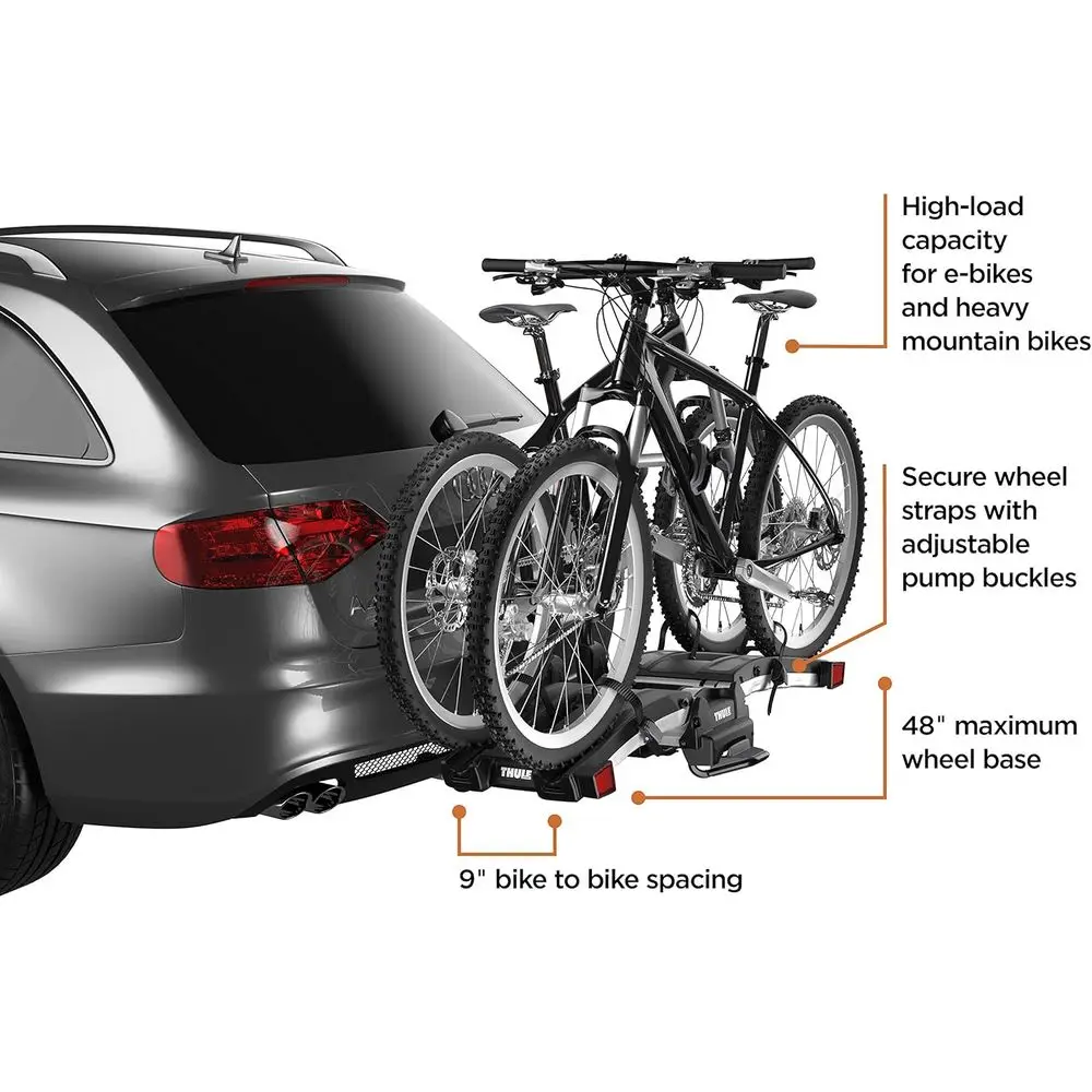 E-Bike Compatible 2 & 1.25 Hitch Mount Bike Rack - Tool-Free, Fully Foldable, Easy Trunk Access, Secure Locking, 130lb Capacity