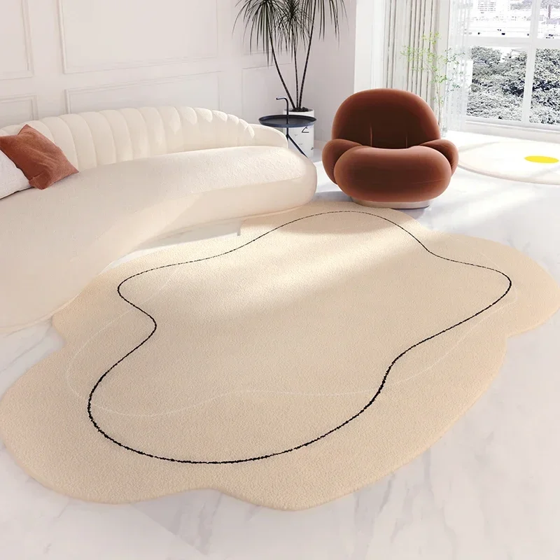 Modern Minimalist Living Room Fluffy White Plush Carpet Irregular Shape Design I Am Mat Lounge Non-slip Enlarged Thick Rug Ковры