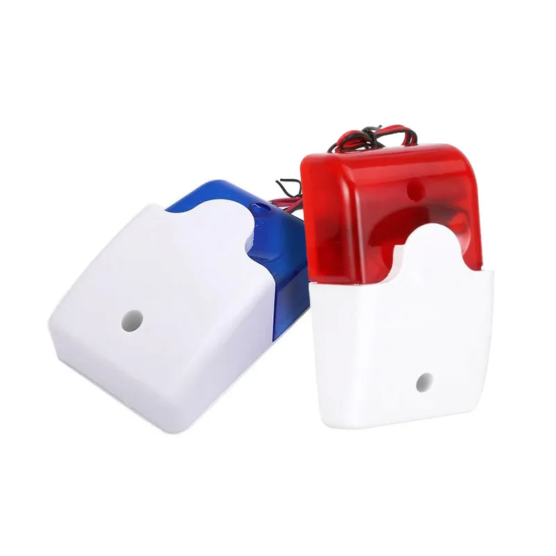 HH-103 Mini Strobe Siren Indicator Light 12V 24V 220V 110DB Sound Alarm Lamp Flashing Light Wired Red Blue