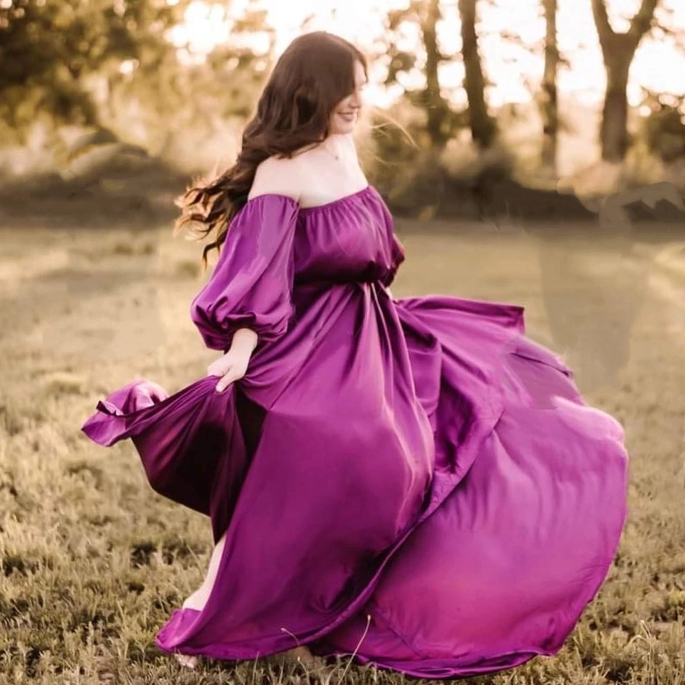 

Платье для фотосессии для беременных, мягкое атласное платье с открытыми плечами, женские платья, подарочное платье для детского душа для беременных, реквизит для фотосессии