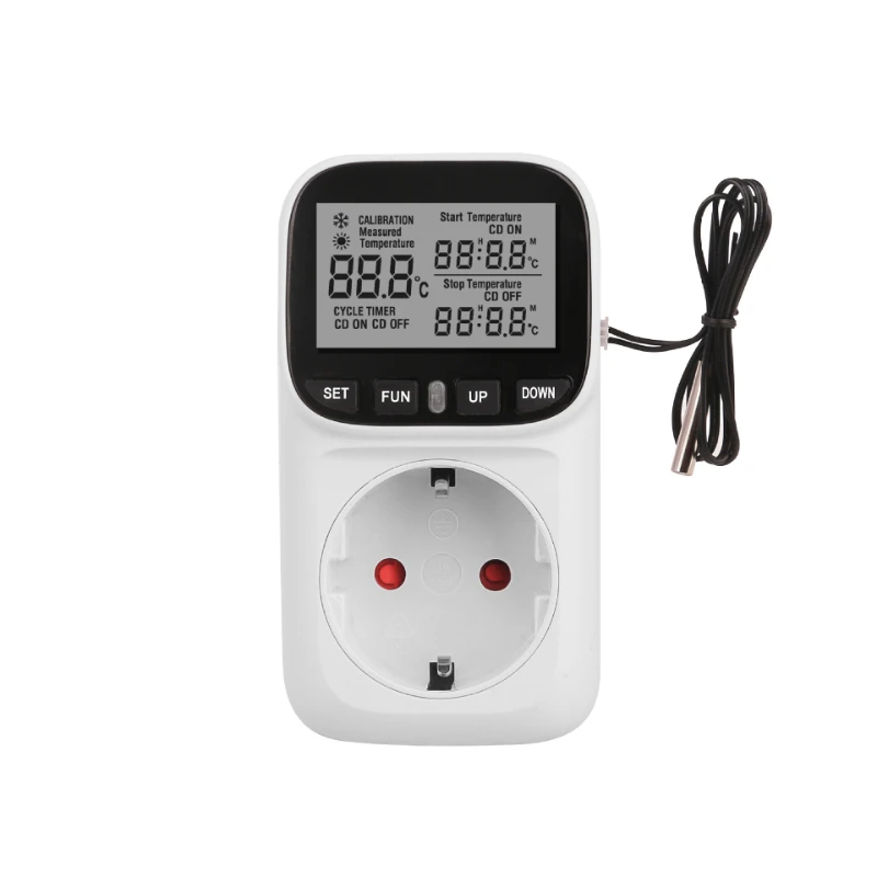 Timer Socket Digital Thermostat 220v Temperature Controller Socket Outlet With Timer Switch Cooling Heating Temperature Sensor