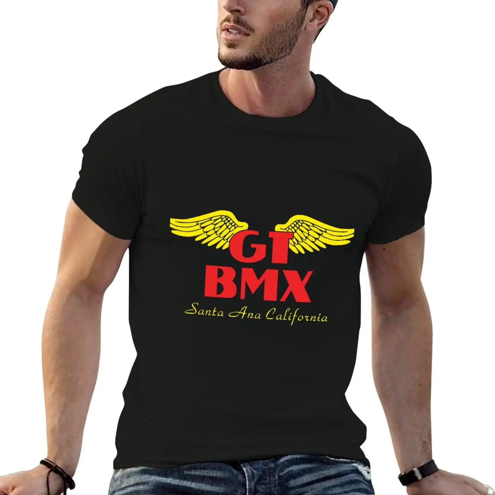 Camiseta GT BMX Wings - Santa Ana Califórnia - Camiseta vermelha para homem, camiseta masculina de algodão, camiseta masculina 100% algodão, camiseta gráfica