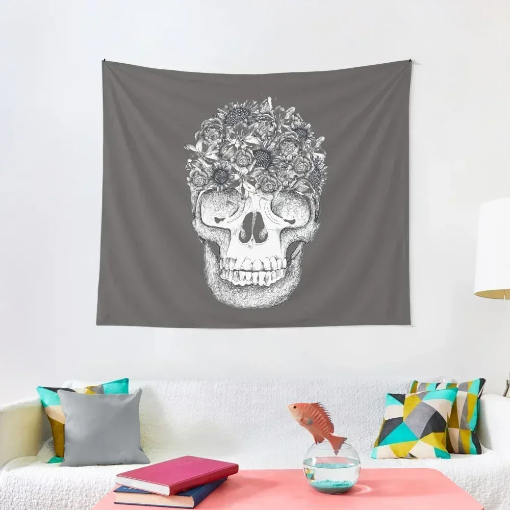 

Black White Floral Skull Tapestry Room Decor Korean Style Nordic Home Decor Tapestry