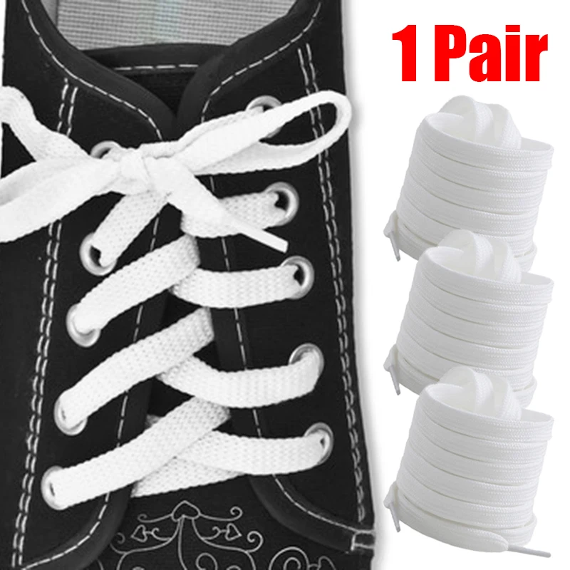 1/3Pairs Classic Thick White Shoelaces Sport Casual Double Layer Polyester Shoeslaces 80/100/120CM High-quality Shoe Accessories