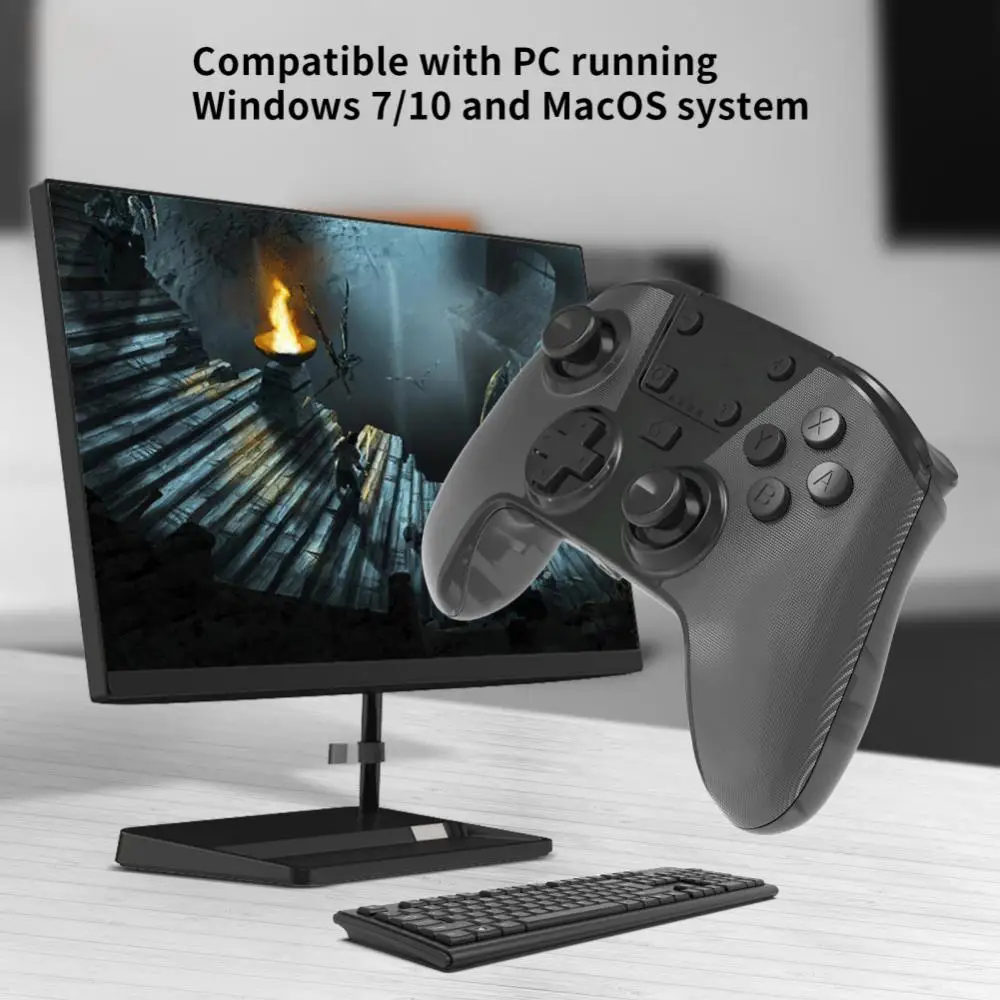 Game Controller Black Multifunctiona With Six Axis Support Key Wake Up Dual Vibration Pc/for Steam Deck Handle