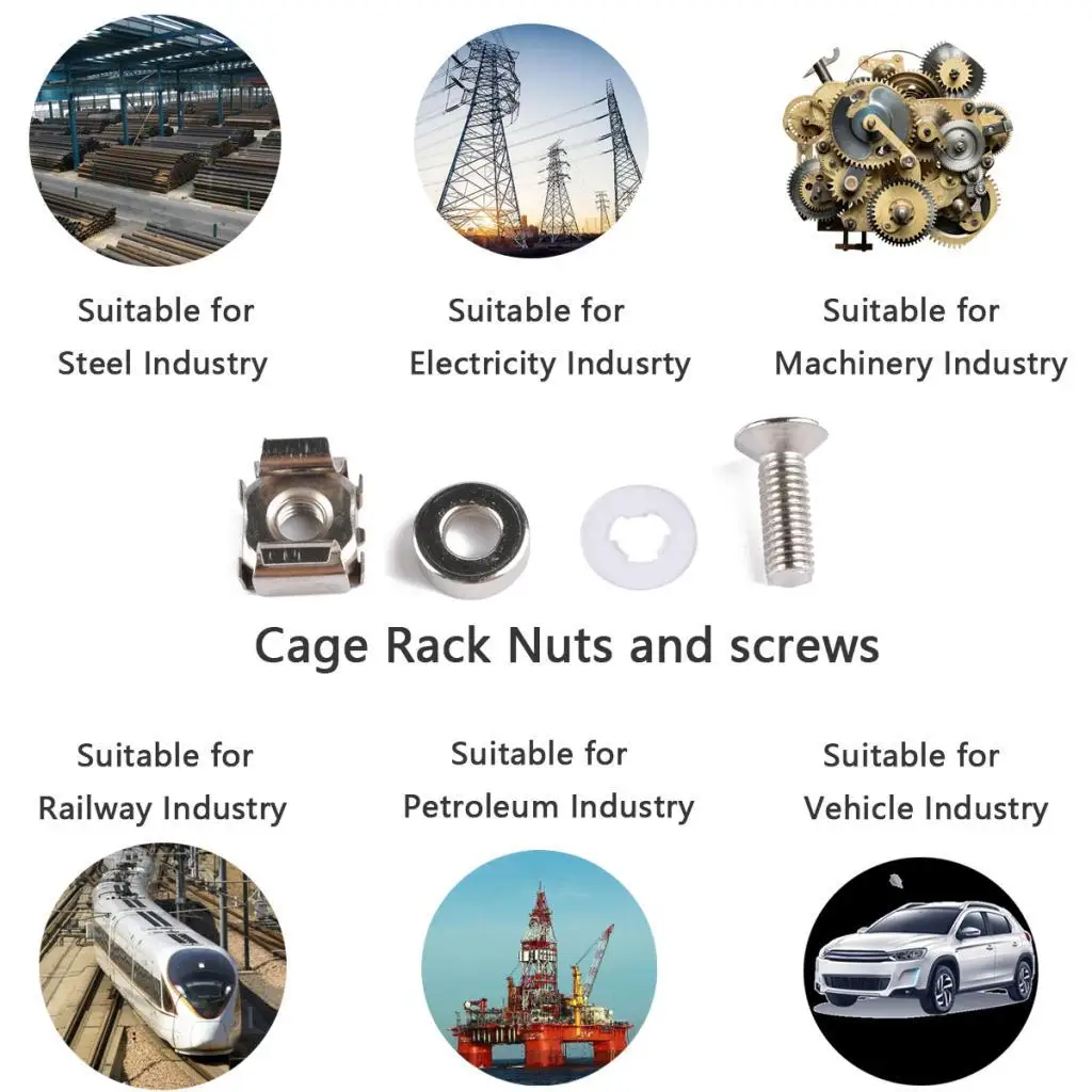 

Silver Iron Cage Rack Nuts Bolts Mounting Screws Kit for Networking Server Storage Cabinet Rack