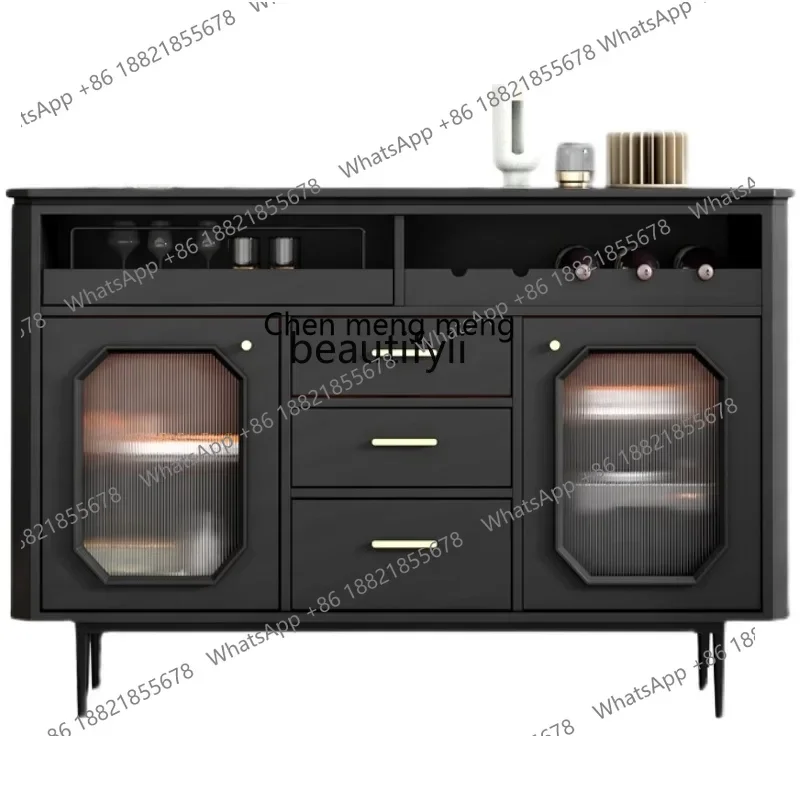 

xz1Nordic Light Luxury Dining Side Wine Cabinet Integrated Wall Modern Retro Glass Door Meal Preparation Tea Cabinet furniture