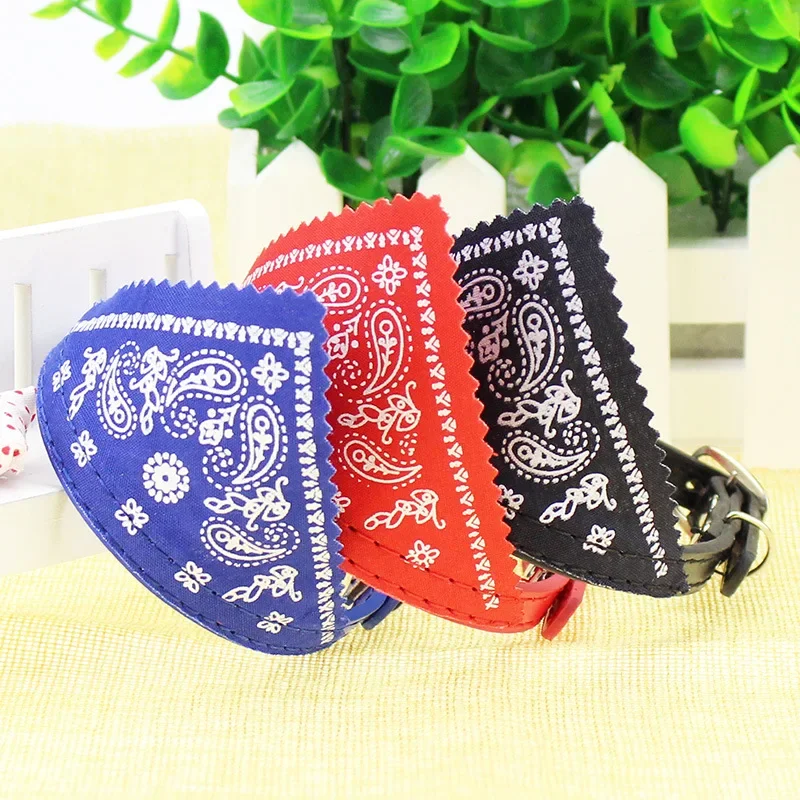 Cat Collar Lovely Adjustable Size Dog Cat Necktie Pet Triangular Saliva Tie Scarf Dog Bandana Collar With PU Leather Pet Product