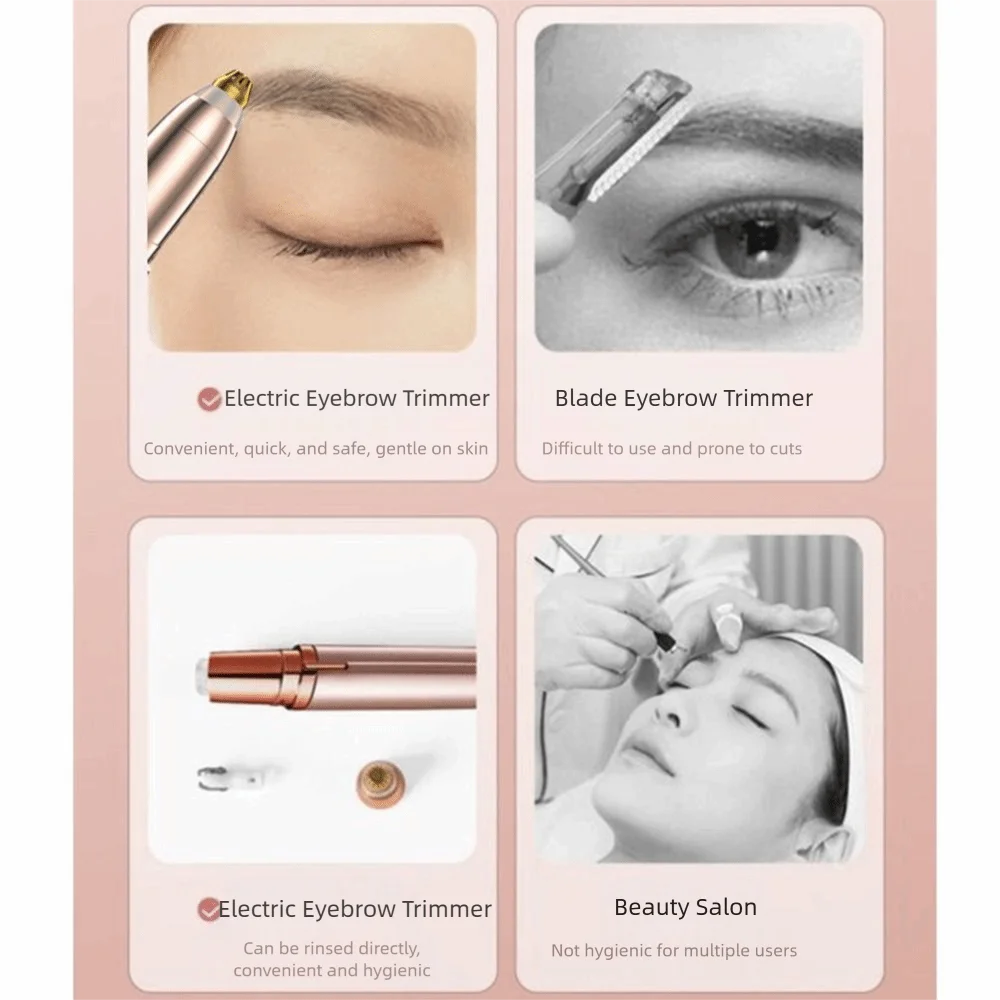 

Portable Electric Eyebrow Trimmer Safety Design Multifunctional Nose Hair Shaver Lipstick Shaped LED Light Facial Hair Remover