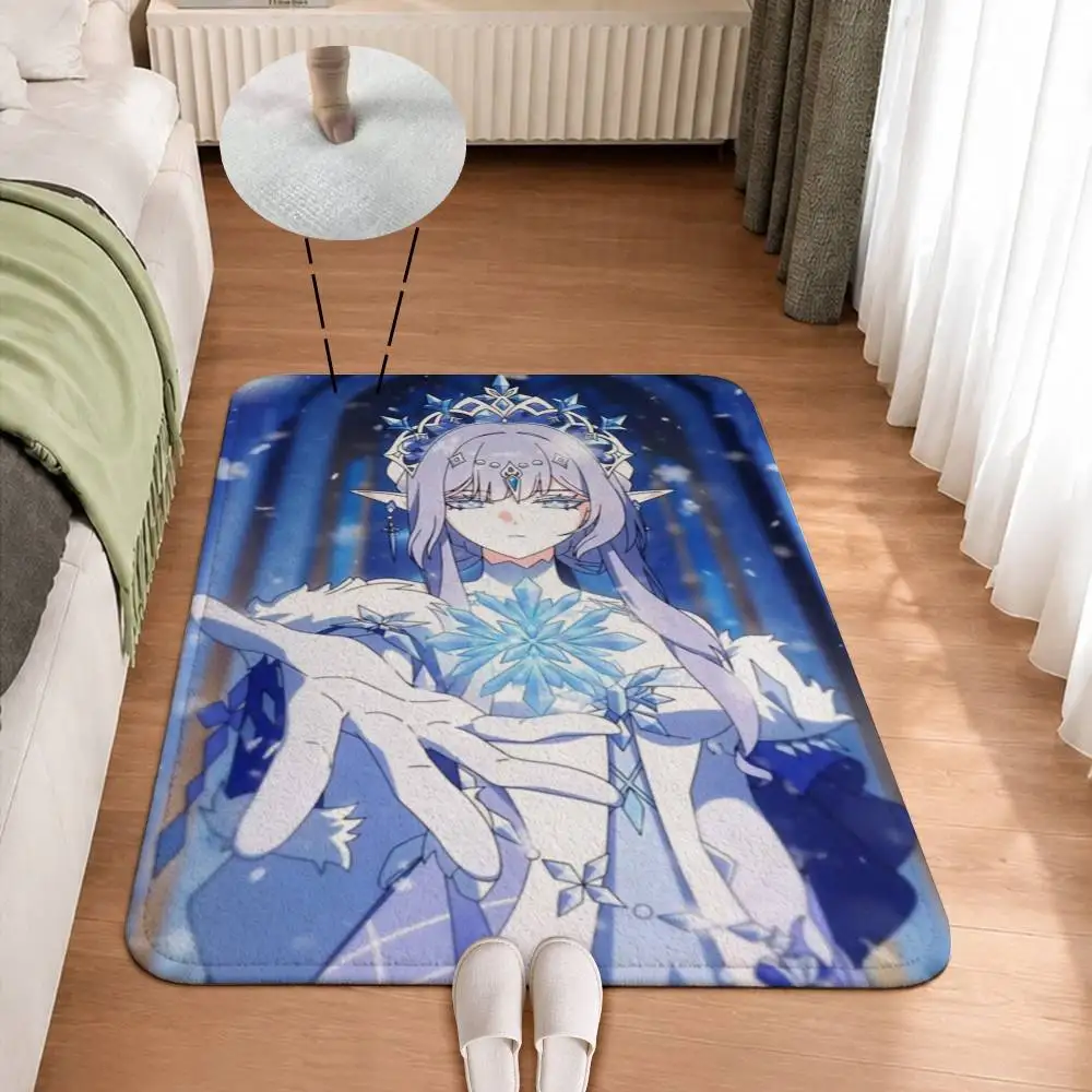 Fanart Tsaritsa Genshin ICE-Queen Home Decor Short Plush Floor Mat, Non-Slip & Easy to Clean for Multi Doorways