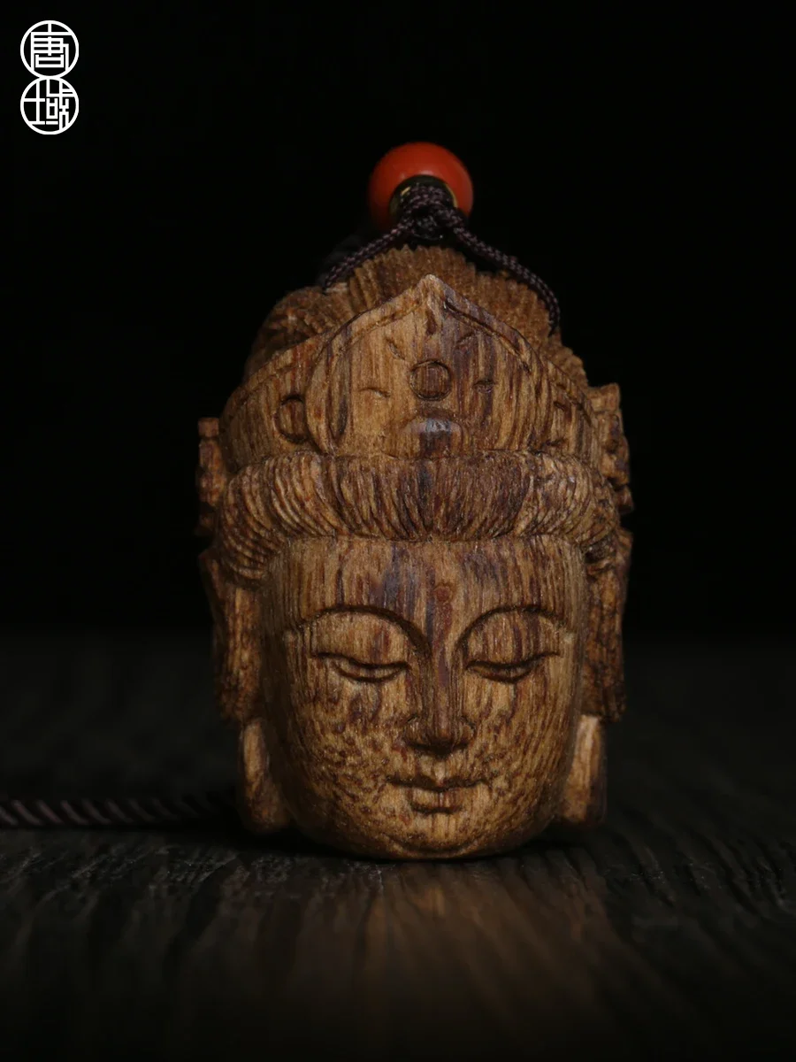 Vietnam Nha Zhuang Purple Kyara Carved Pendant Heavy Avalokitesvara Pendant Men's and Women's Guanyin Carved Pendant