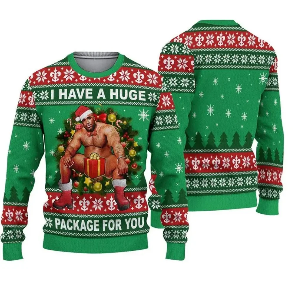 Новый большой пакет Barry Wood Meme Ugly Christmas Sweater Весна Осень Мужской 3D джемпер Топ Мода Пара Детский свитшот с круглым вырезом 3d