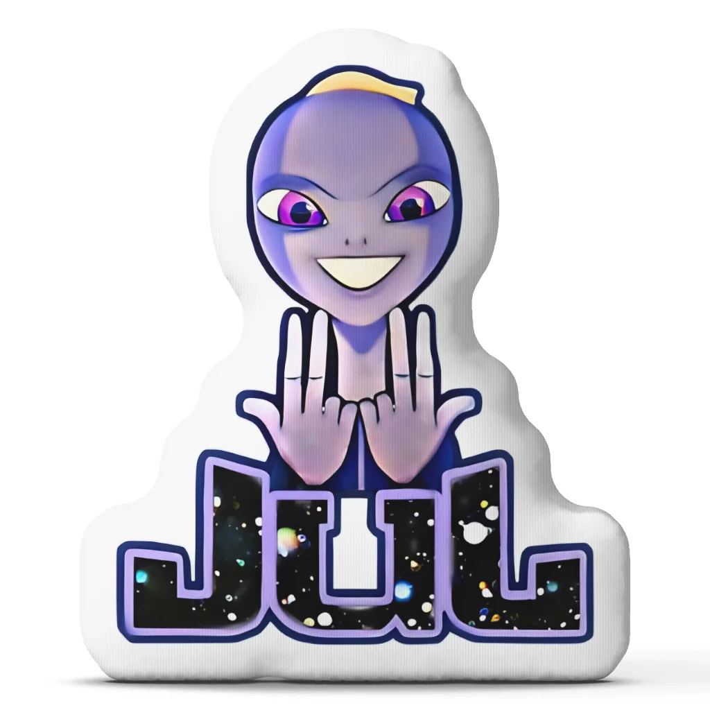 JUL Logo Alien Shaped Pillow Irregular Stuffed Cushion Throw Pillow for Sofa Home Decor Space Art Cosmic Bedroom Decor