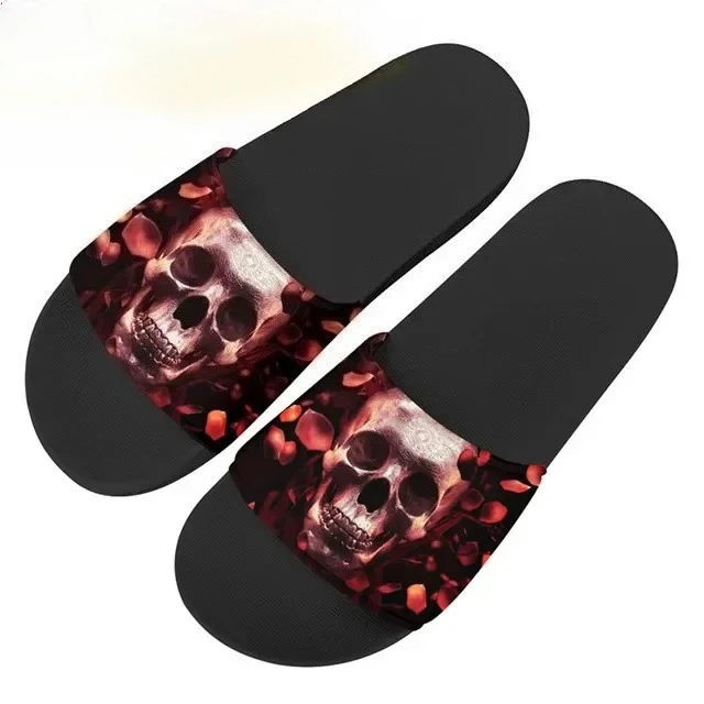 

Gothic Skull Design Woman Summer Outdoor Beach Slippers Casual Home Flip Flops Bathroom House Ladies Sandals 2020