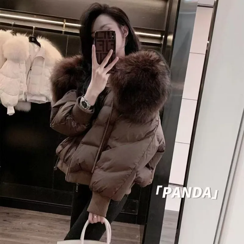 New Large-sized Down Cotton-padded Jacket Short Loose Bestseller Petite People Features Fashion Thickened Winter Coat Fur Collar