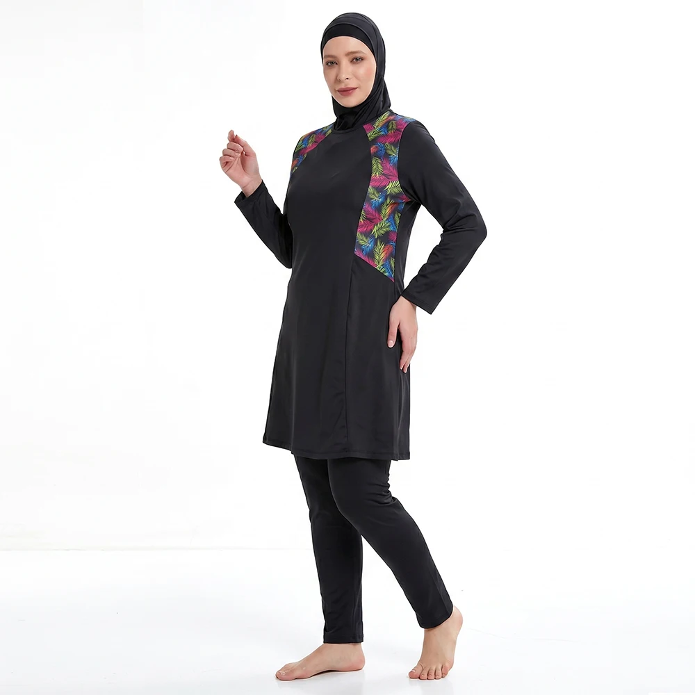 

3pcs/set Muslim Modest Swimwear Burkini Set Full Coverage with Hijab, Long Sleeve Swimsuit for Women Beach Pool Holiday