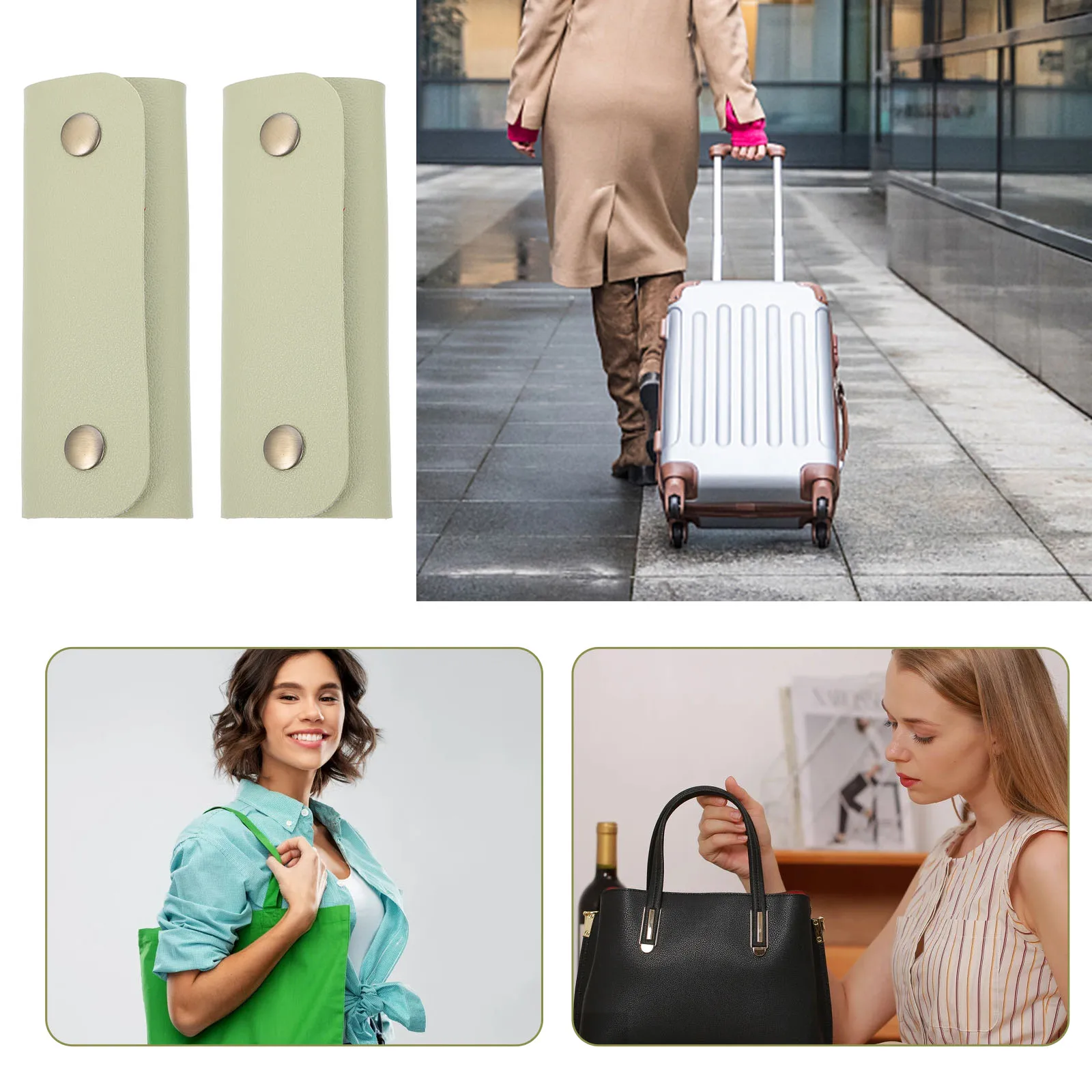 

2pcs PU Bag Handle Wrap Handbag Cover Luggage Protector Cortical Handle Sleeve Durable Comfortable Replacement for DIY