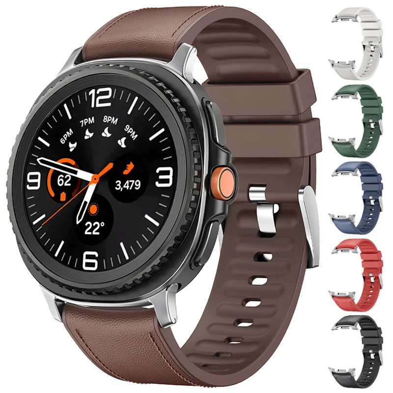 

Official No Gaps Leather Strap for Samsung Watch 8 Ultra 2 Watch 8 40MM 44MM Band for Galaxy 8 Classic 46MM Bracelet Accessories