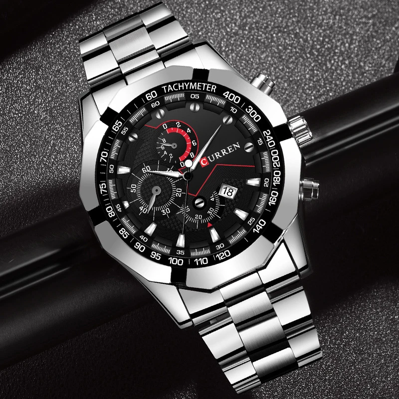 

Мужские немеханические водонепроницаемые кварцевые часы, модные повседневные деловые часы из нержавеющей стали, светящиеся часы на День отца, подарок на выпускной