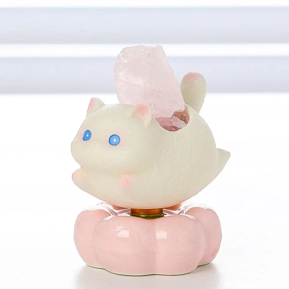 

Rotating Cat Statue Rotating Cat Figurine Desk Toy Good Luck Healing Stone Holder Stress Relief Kitten Decoration for Home