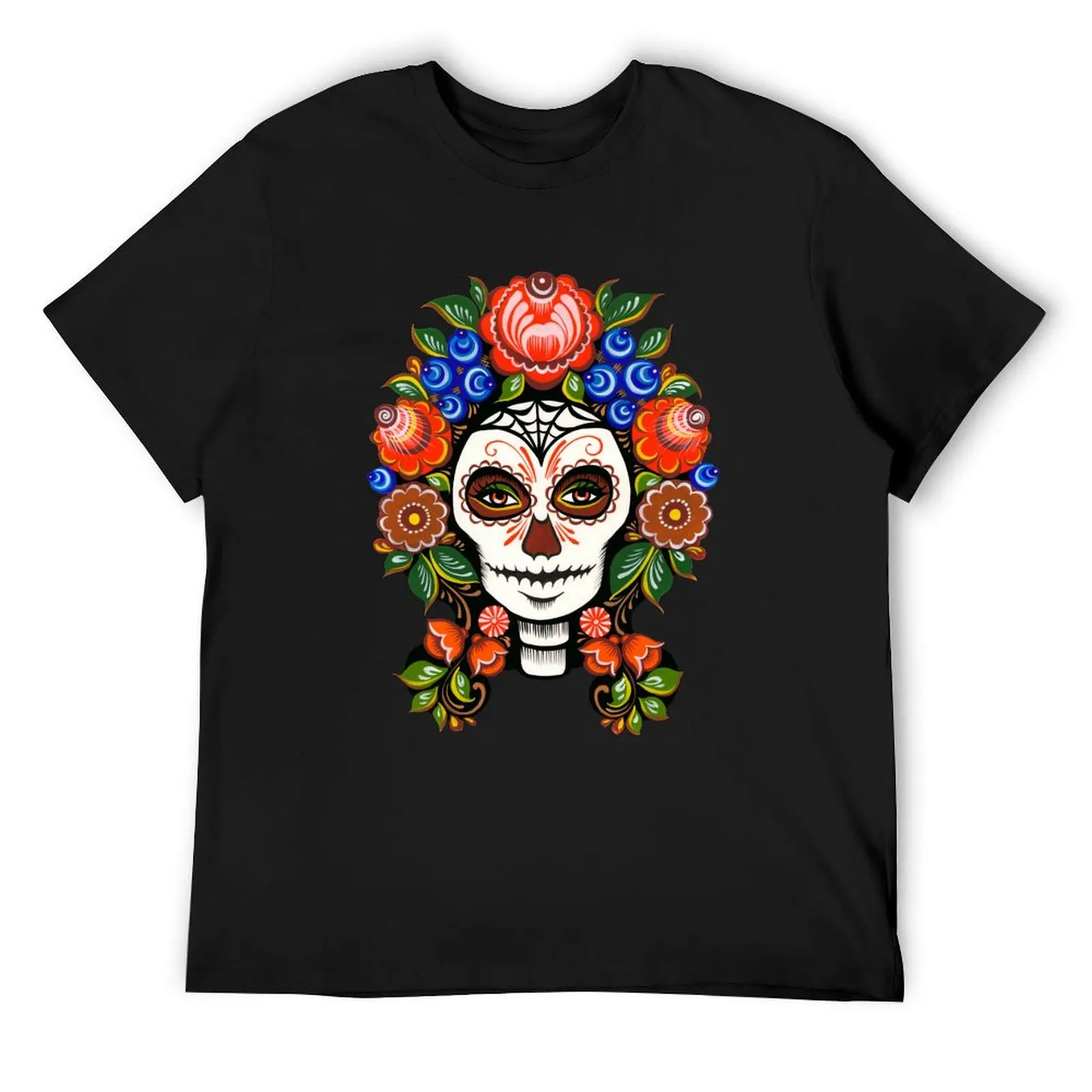 

Catrina in flowers T-Shirt anime stuff shirts graphic tees Aesthetic clothing summer clothes mens fashion