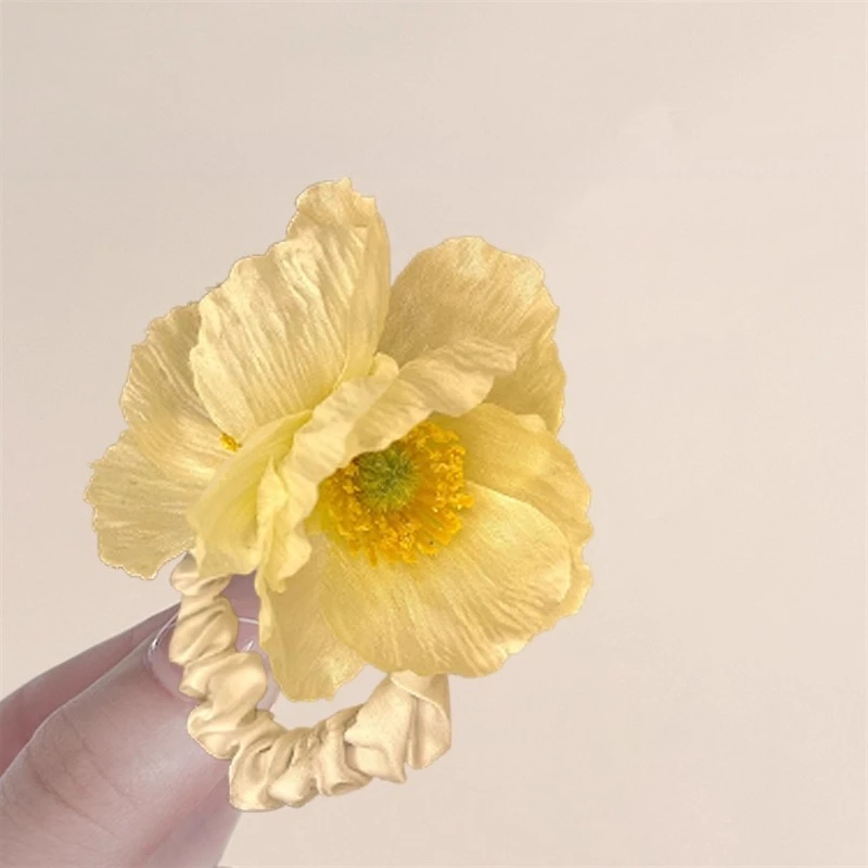 

Simulation poppy hair band, temperament fabric tie ball head headrope hair accessories, egg flower hair rope