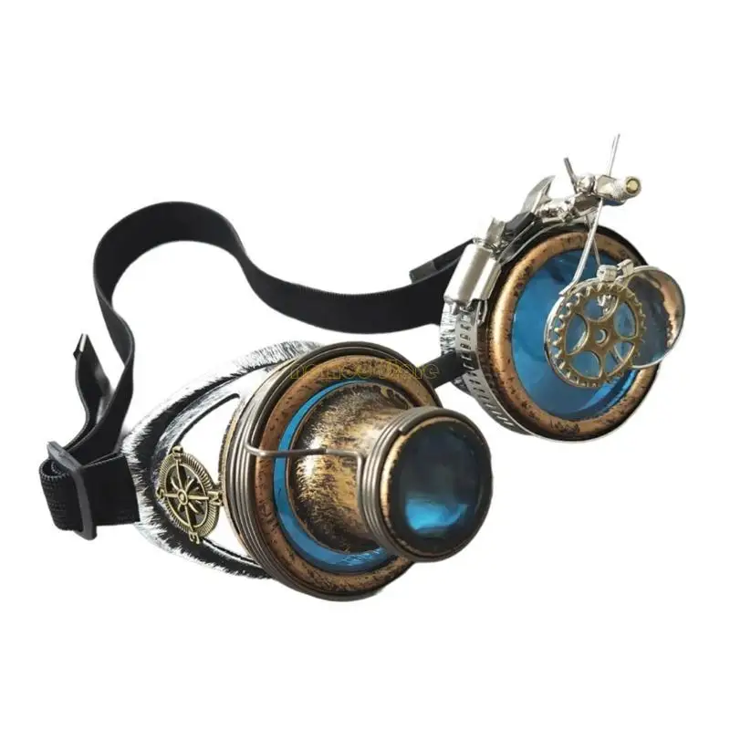 31BF Goth Steampunk Goggles Welding Vintage Cosplay Glasses Halloween Eyewears Accessory for Women Men Cosplay Party