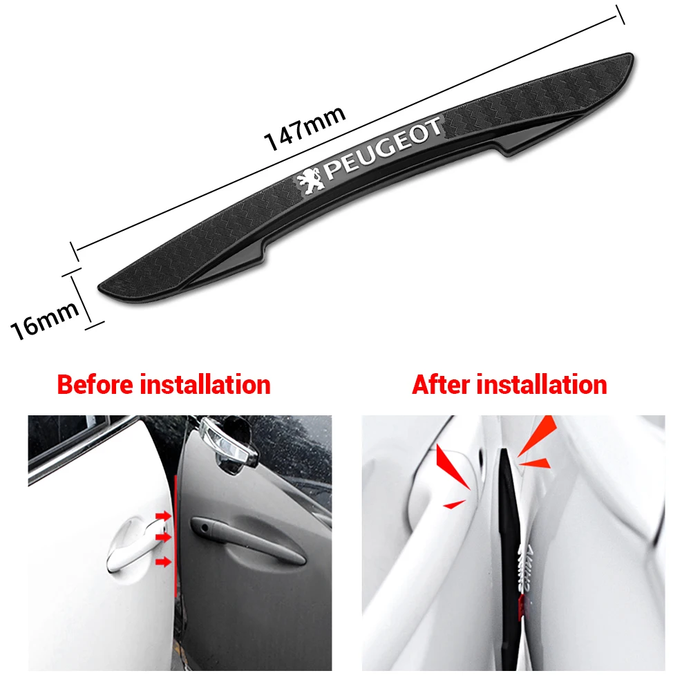4PCS Car Door Collision Prevention Bumper Strip Protector Sticker Center Cover For Peugeot 308 408 508 208 3008 2008 206 307 207 view 5