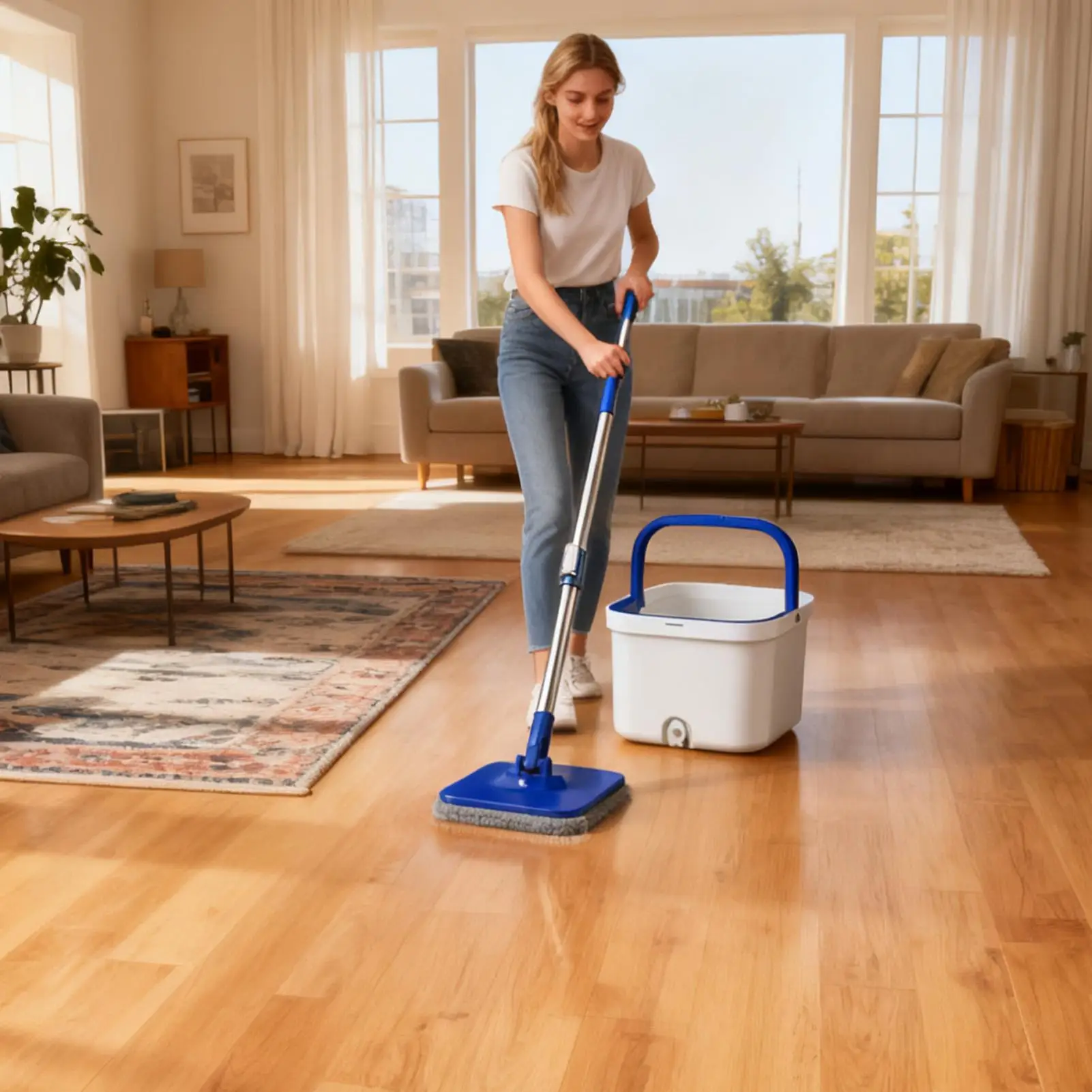 

Spin Mop And Bucket Rotating Separate Dirty Water Microfiber Spin Mop And Bucket For Living Room Kitchen Bedroom Dining Room