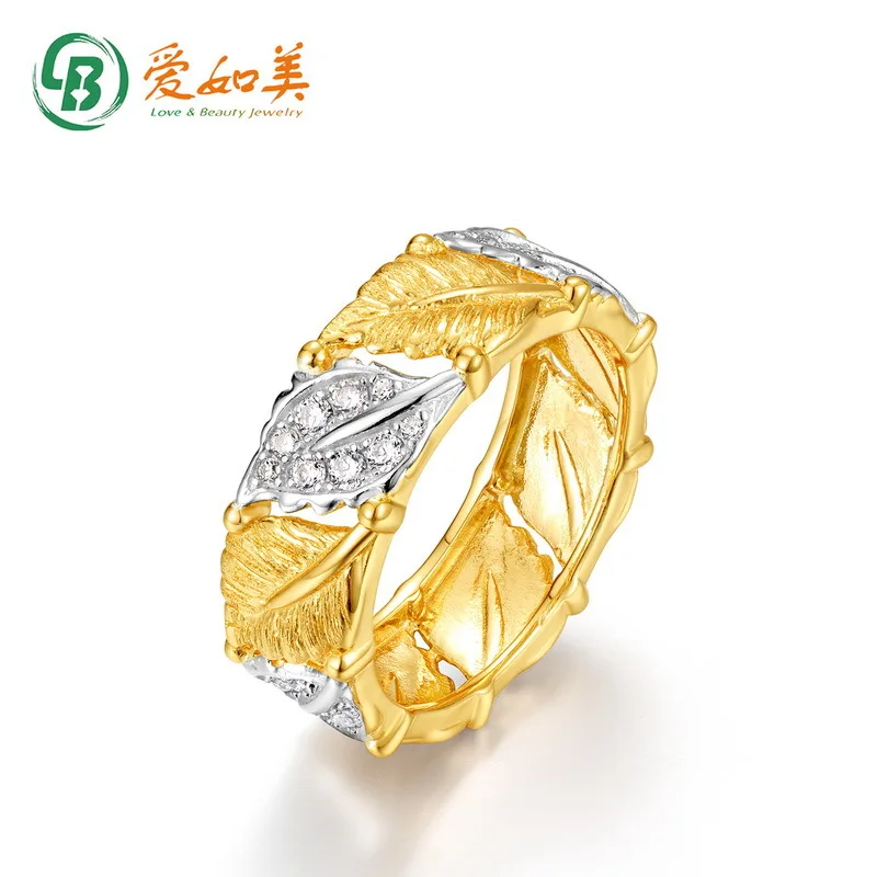 

Italian Handmade Brushed Woven Carved Gold Maple Leaf Ring 18K Gold PT950 Platinum Silver Plated 7-layer Gold Leaf
