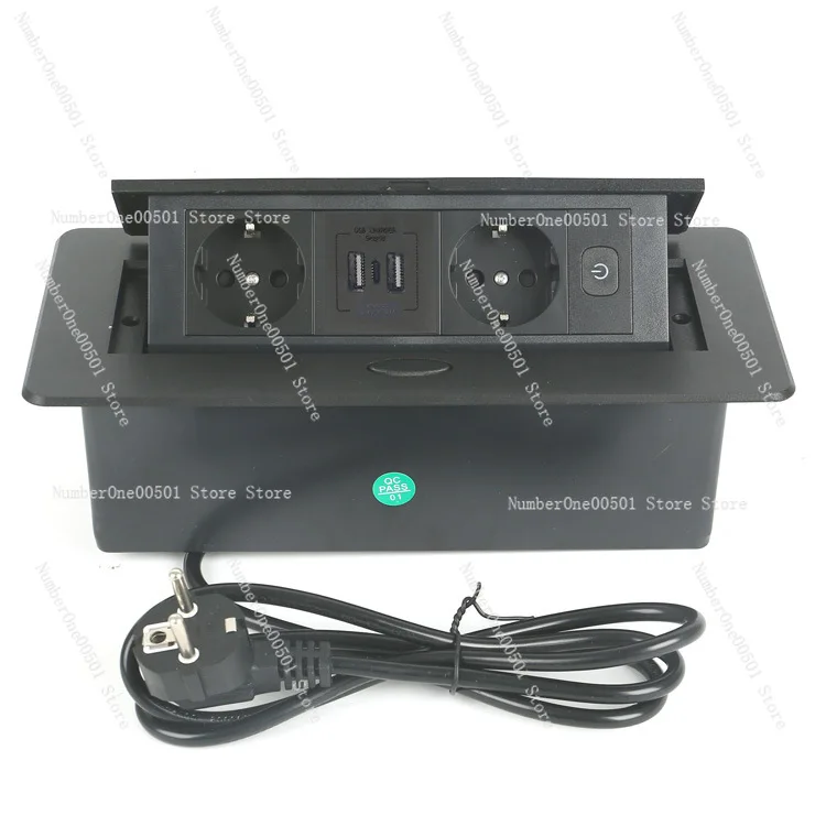 Recessed Pop-Up Desk Socket Multimedia Cable Management Box for Office Conference Table Hidden Power Outlet