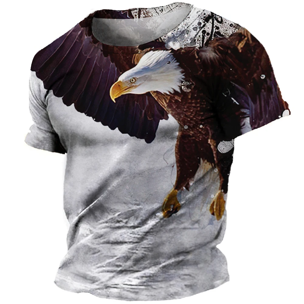 Men'S Round Neck T-Shirt With Crow Pattern 3d Printing Short Sleeved Fashionable Men'S Clothing Loose Oversized Shirt Male Top