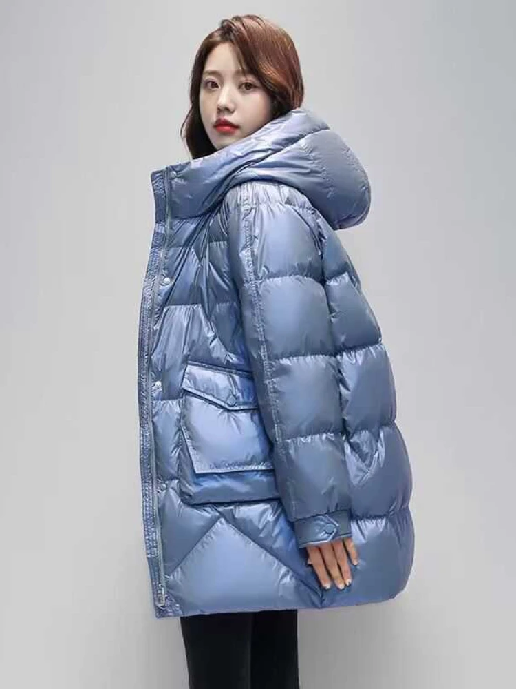 

Winter Jackets for Women 2024 New in Parkas Women's Coat Office Lady Quilted Long Korean Fashion Warm Glossy Outerwear Coats