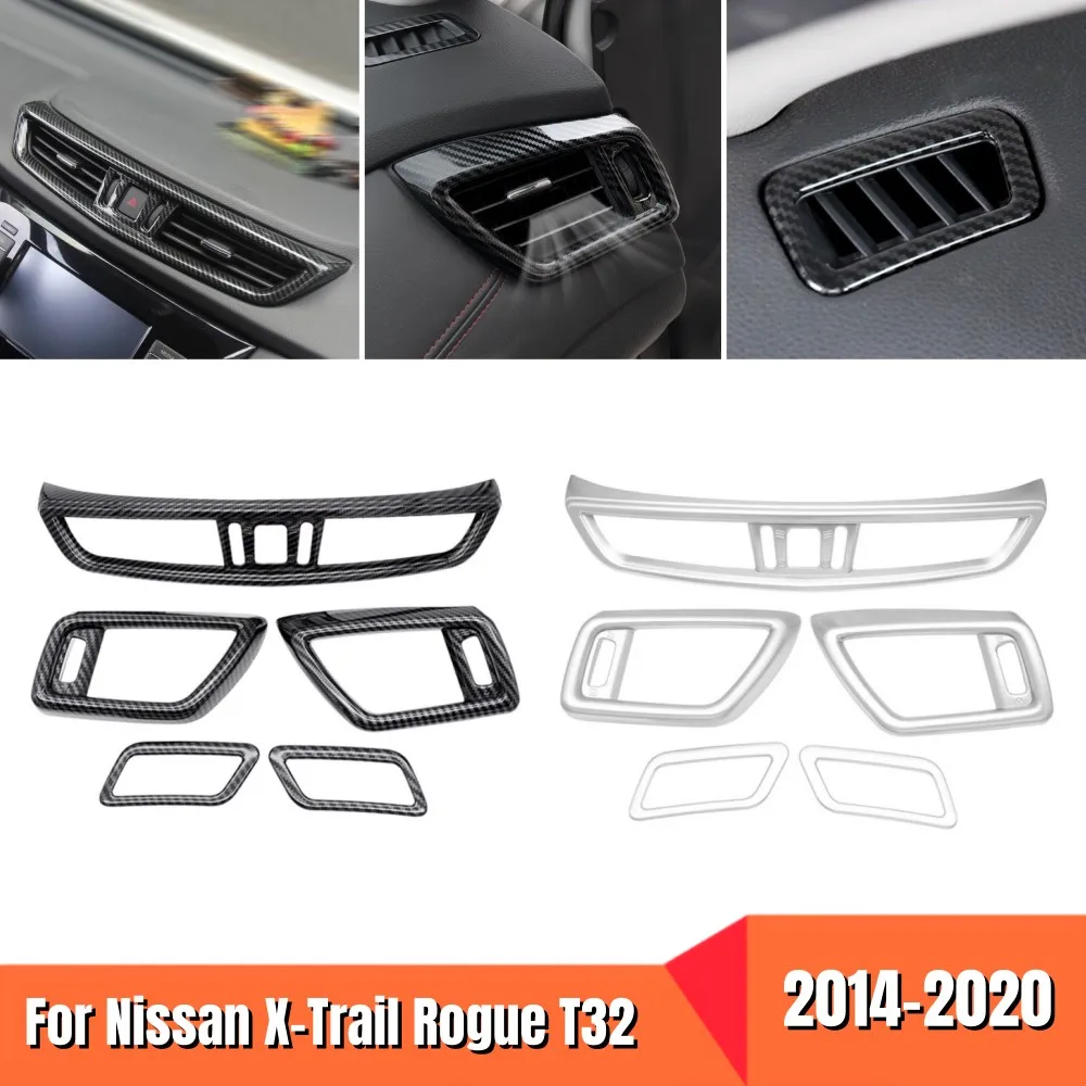 

ABS Carbon Car Front Console Air Condition Vent Outlet Cover Trim For Nissan X-Trail XTrail Rogue T32 2014-2020 2021 Accessories