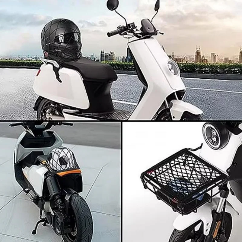 Motorcycle Cargo Net High Elastic Double Layer Motorcycle Net for Helmet Storage 10"X11" Bungee Cargo Net with Hooks Luggage Net image 4