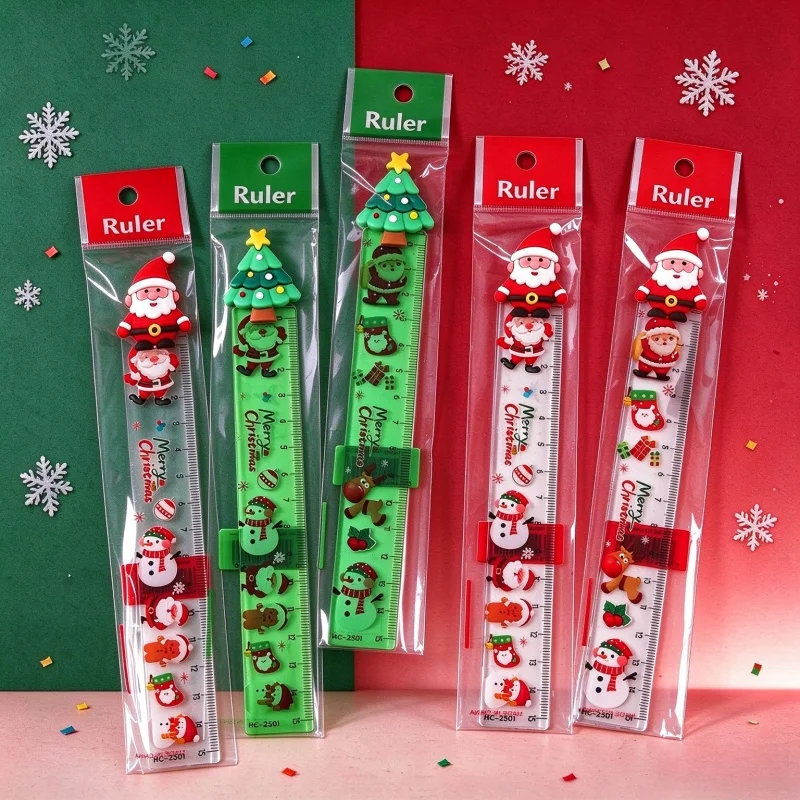 36pcs/lot Kawaii Christmas Santa Claus Ruler Cute Bookmark Measuring Drawing Tool Promotional Gift School Supplies
