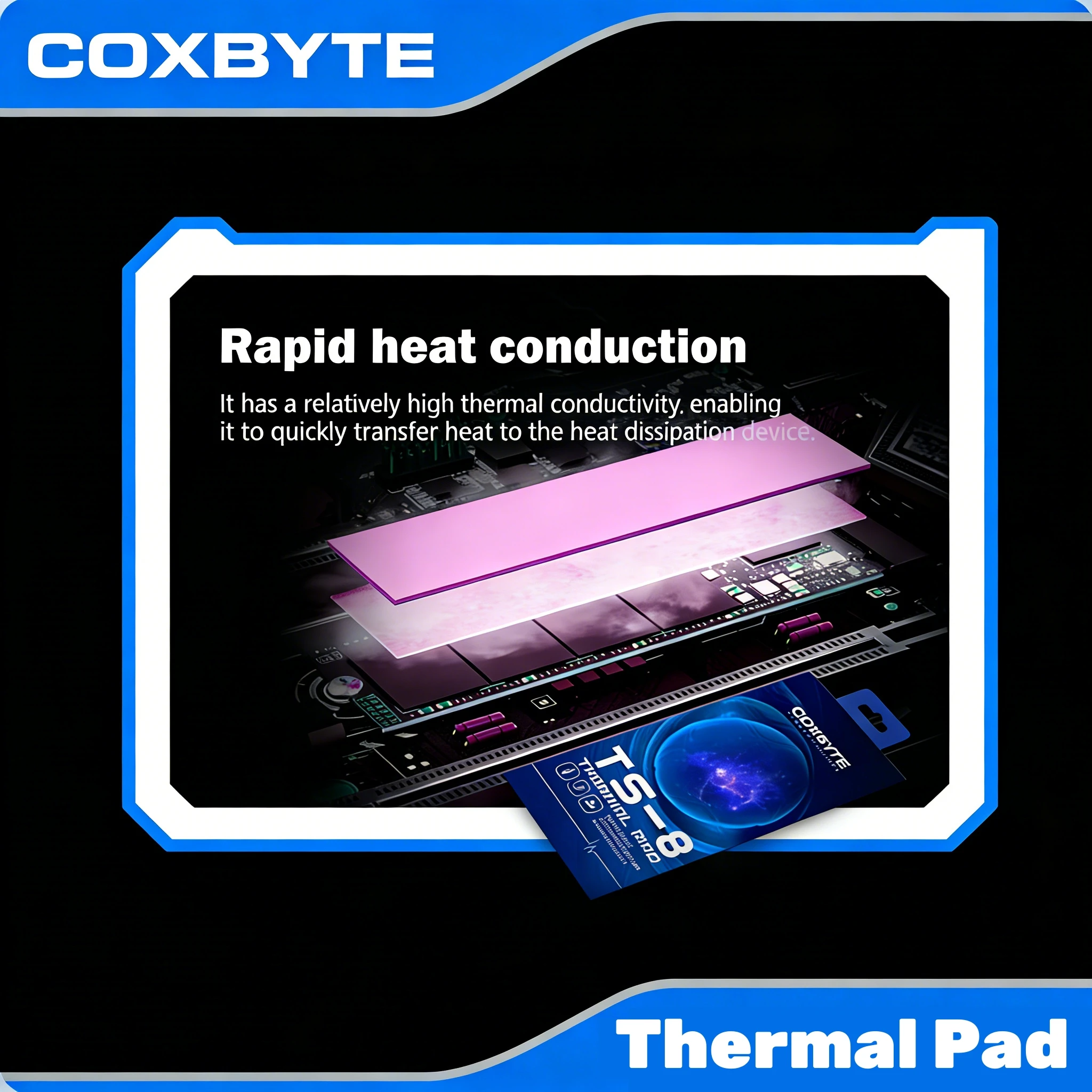 

COXBYTE TS-8 Thermal Pad High-performance thermal conductive pad for Gpu Cpu Silicone Thermal Gap Pad Thermal Gasket for Cooling