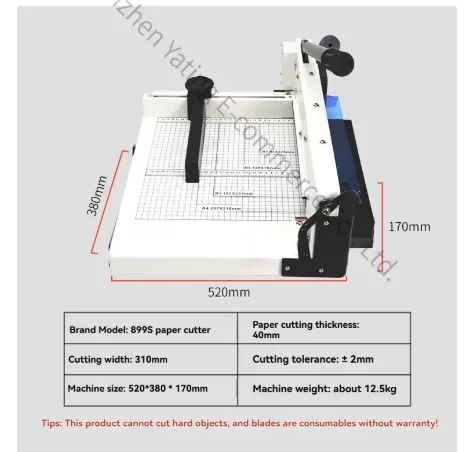 A3 A4 Paper Cutter Manual Cutting Knife Thick Layer Books Tender Paper Metal Automatic Electric Office Commercial Photo Small