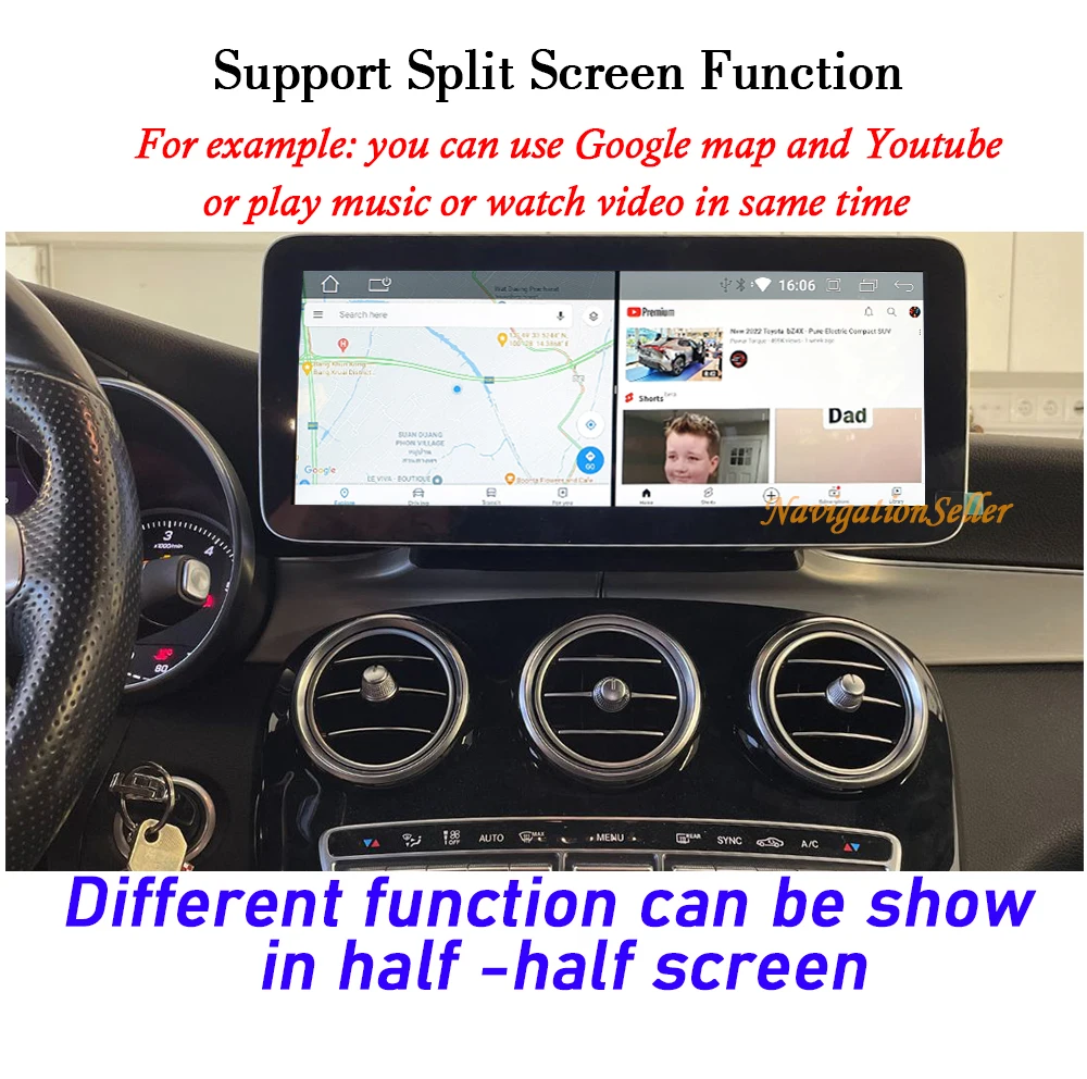 Android Auto For Mercedes W205 C Class 2014 2015 2016 2017 2018 Apple CarPlay Upgrade Touch Screen Navigation Multimedia Radio