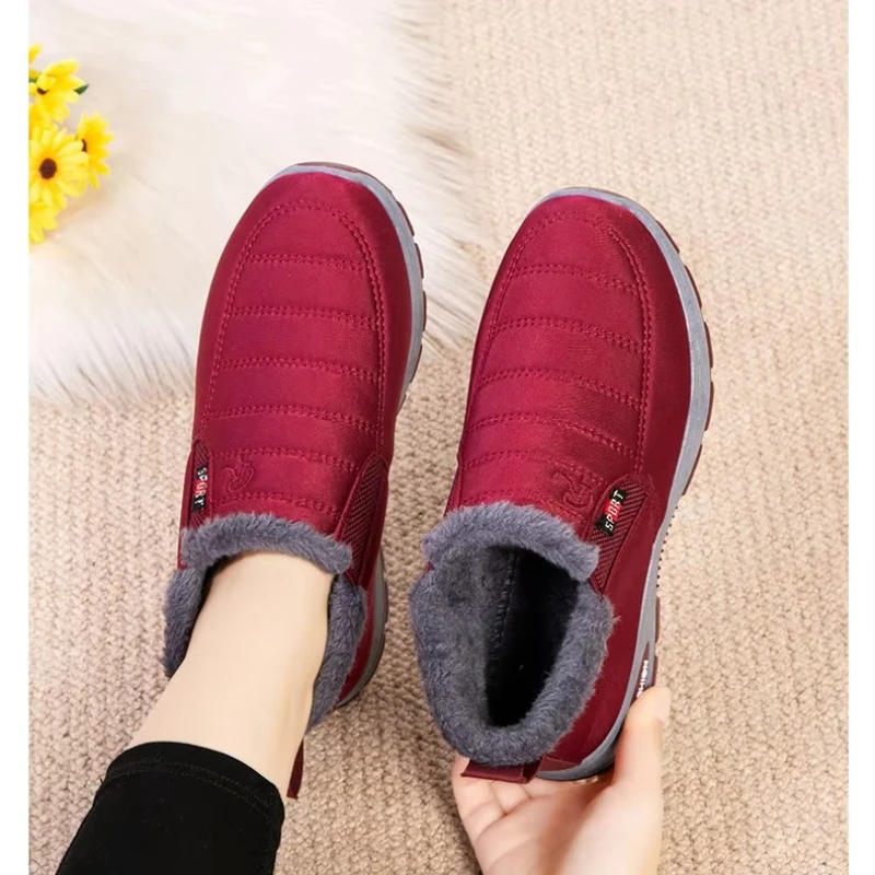 Wasserdichte Winterstiefel für Damen 2025 Neue Plüsch-Schneestiefel Damen-Knöchelstiefel Warme Schwarze Paar-Baumwoll-Plateauschuhe – Detail 9