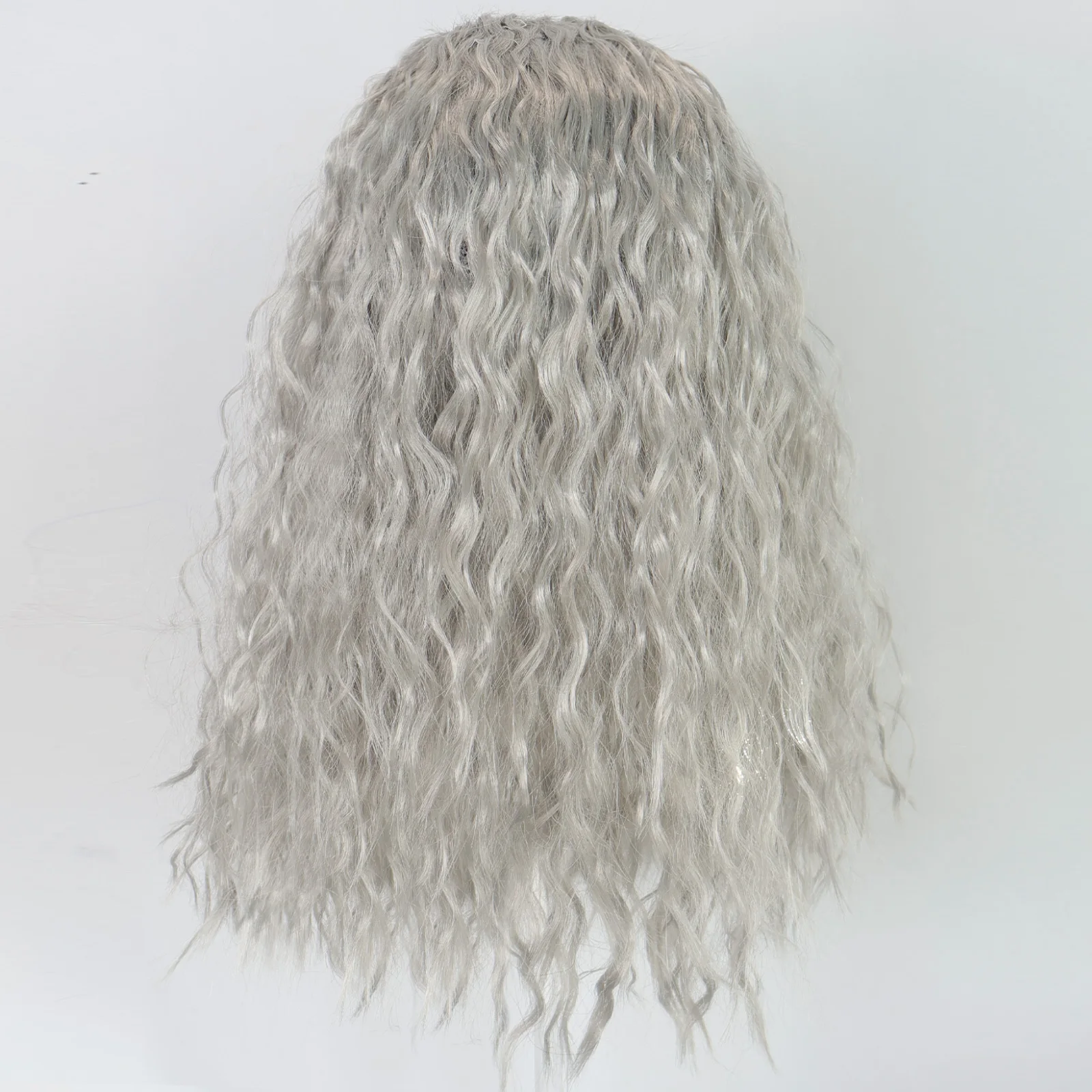 Synthetic Grey Wig Paired With Long Beard Wave Shaped wizard Cosplay Wig, For Film And Television Cosplay Men Dress Up Wig